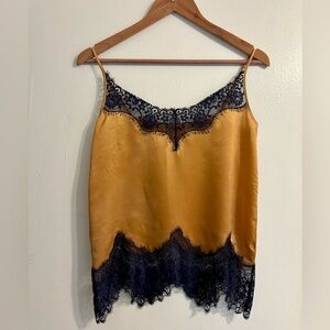 Uterque Silk Camisole with Lace Trim